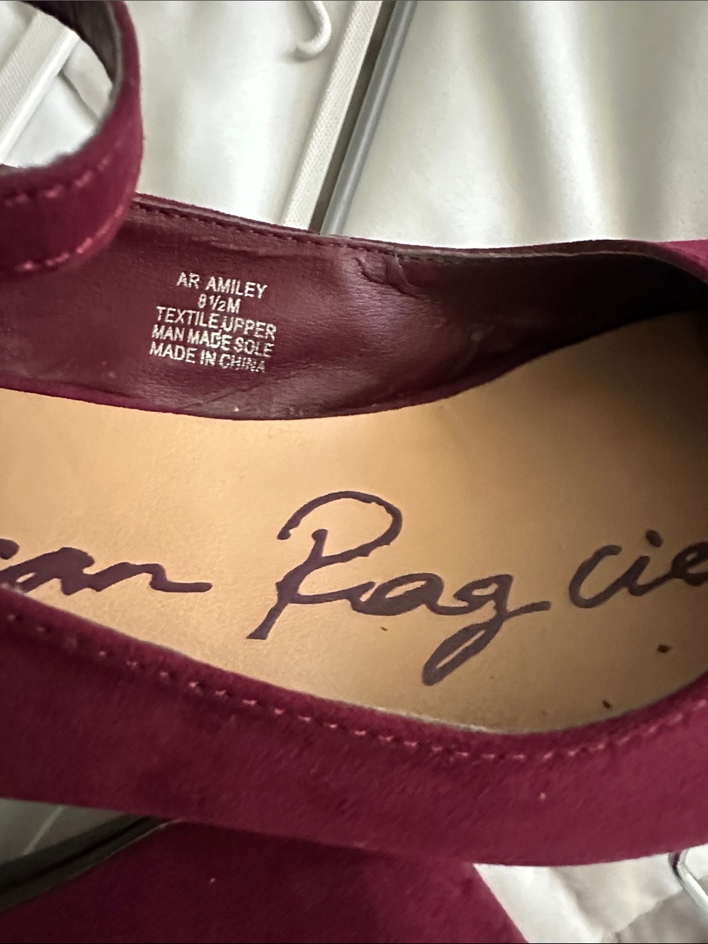 American Rag Burgundy Suede Ankle Strap Pumps - Picture 3 of 6